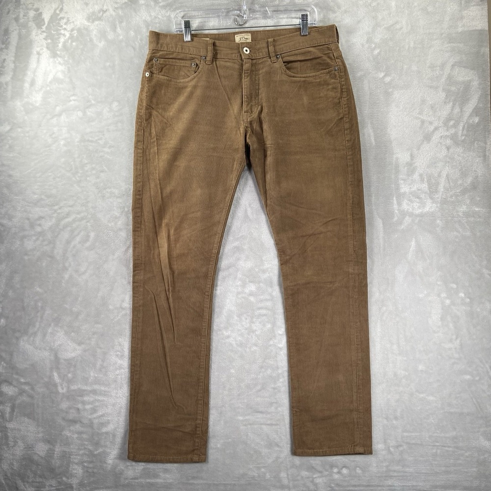 J. CREW Pants mens 34x30 Corduroy Chino Style 484 Slim Fit 5-Pocket Brown Casual